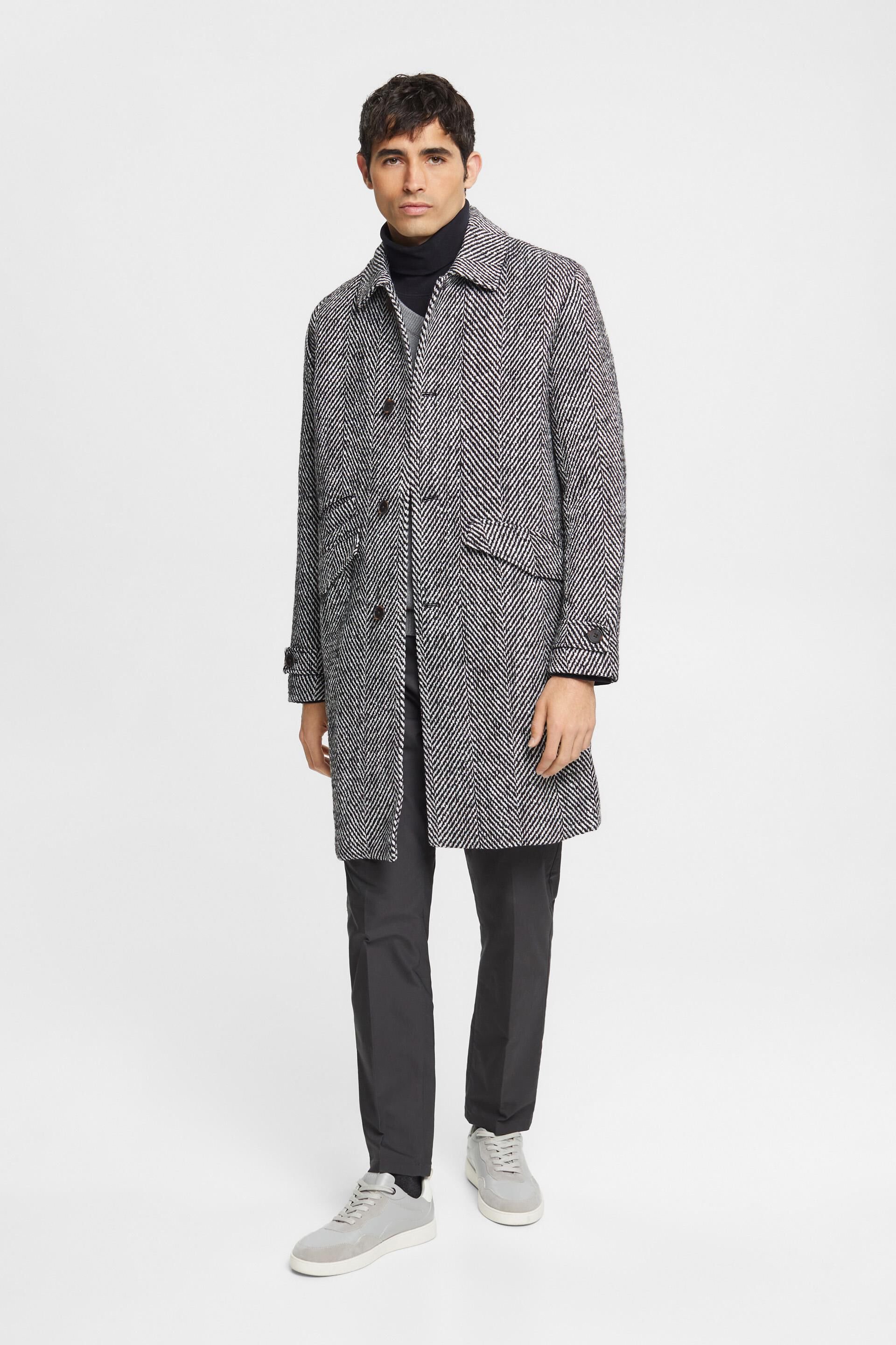 Manteau à chevrons en laine mélangée
