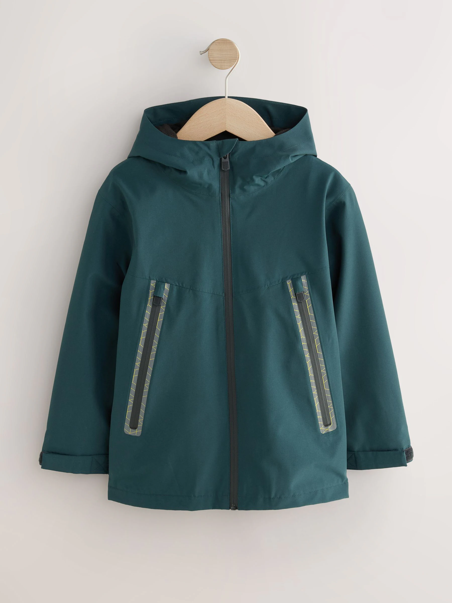 Groen - Waterdichte jas met fleece voering en capuchon (3-17jr)