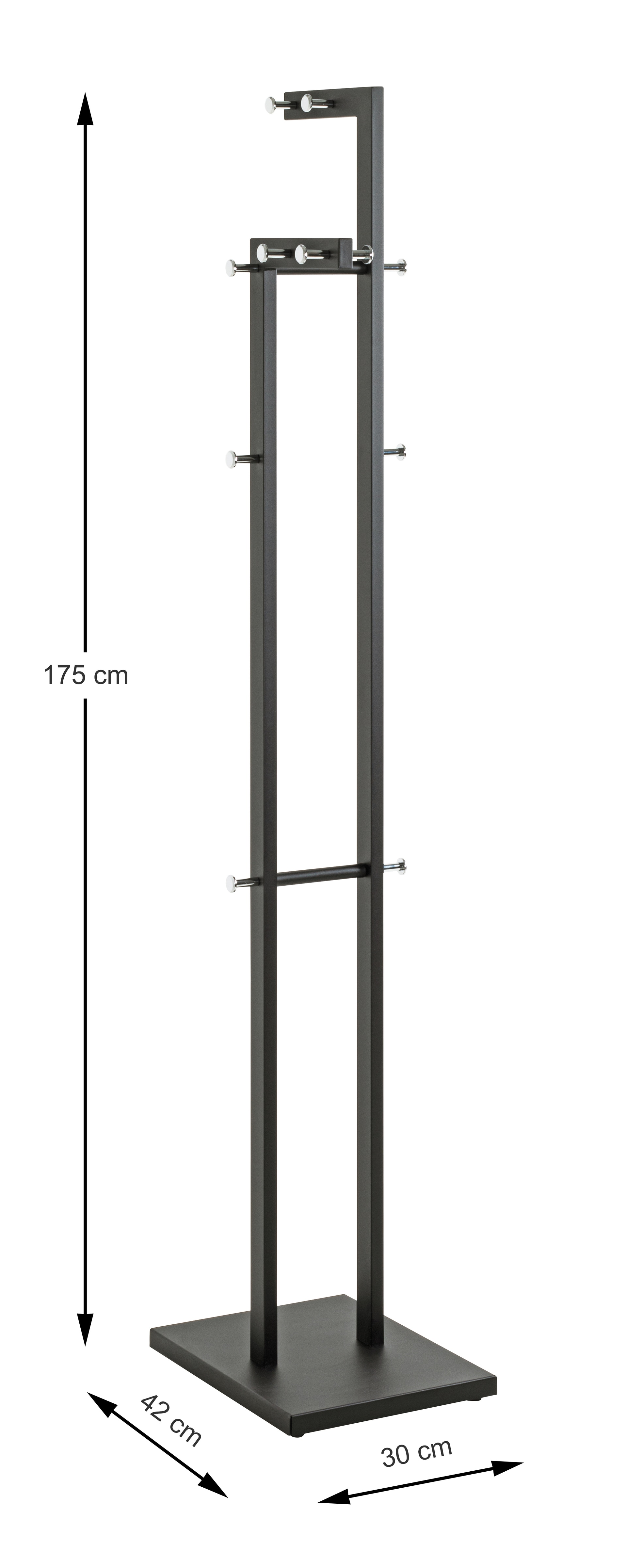 Garderobenständer 42 x 175 cm schwarz/chromfarbig