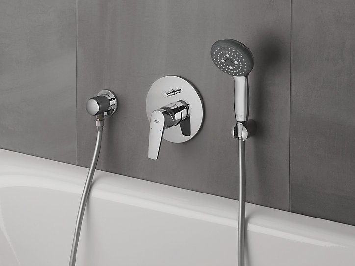 Douchette et flexible chrome rond Grohe Vitalio Start 100 3 jets