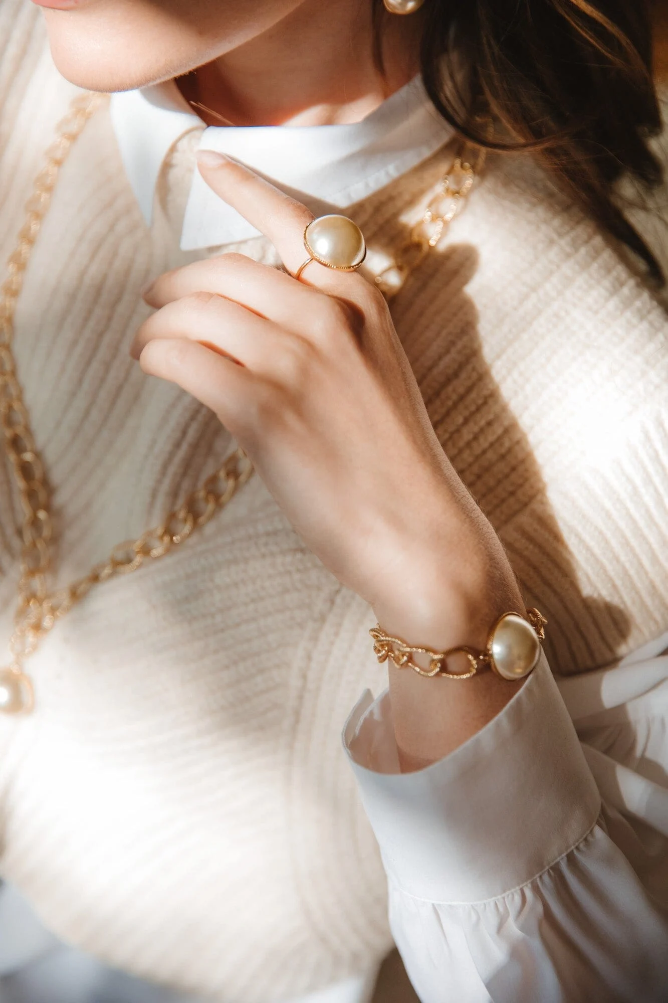 NÉLYA - Maxi bague perle doré à l'or fin | Doré