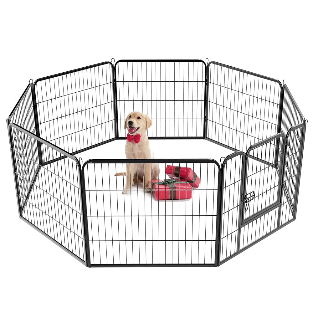Yaheetech Welpenlaufstall Freilaufgehege Welpenauslauf Hundelaufstall Tierlaufstall für Kleintiere, mit Tür (8 Panele 80 x 80 cm)