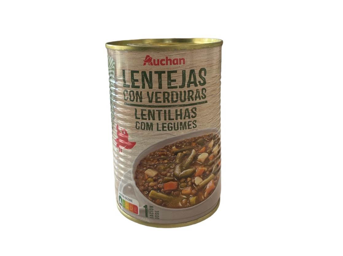 LENTILHAS AUCHAN COM LEGUMES EM LATA 430G