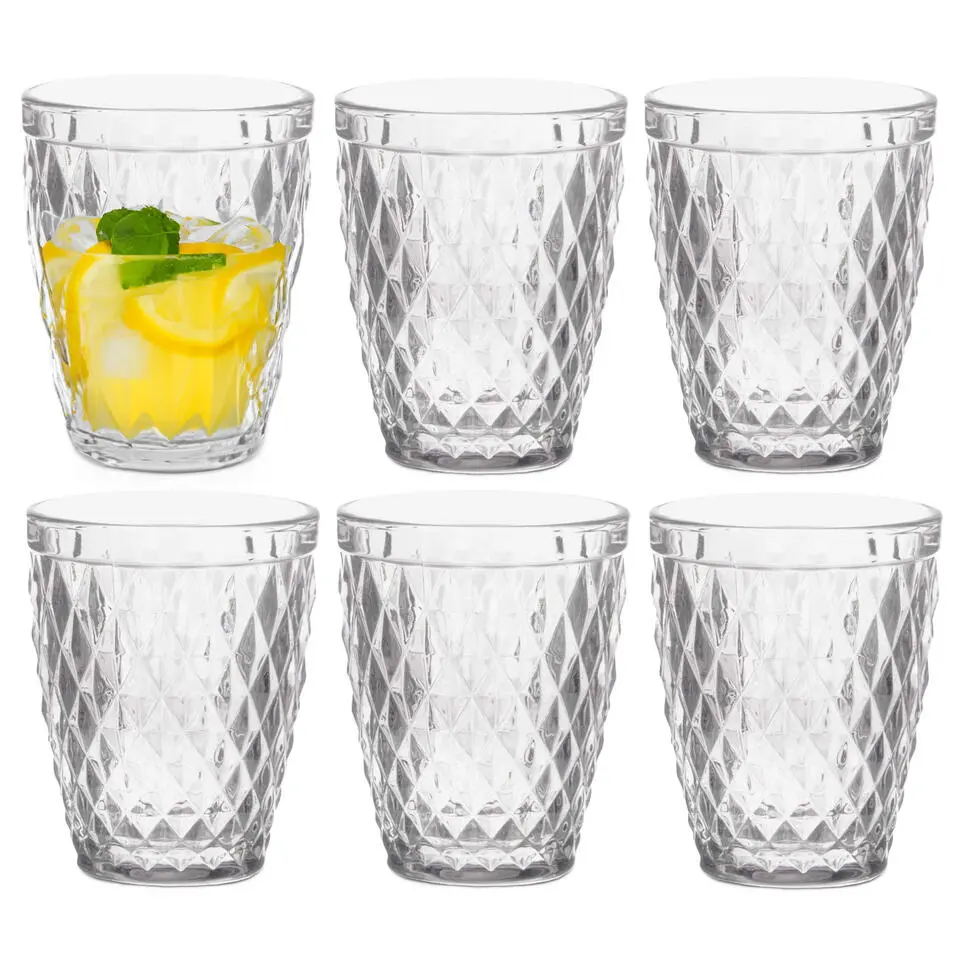 Vivalto Drinkglazen/waterglazen Diamonds - glas - 6x - 250 ml