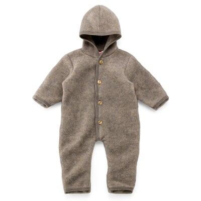 Kinder-Overall Schurwollfleece, Braunmelange