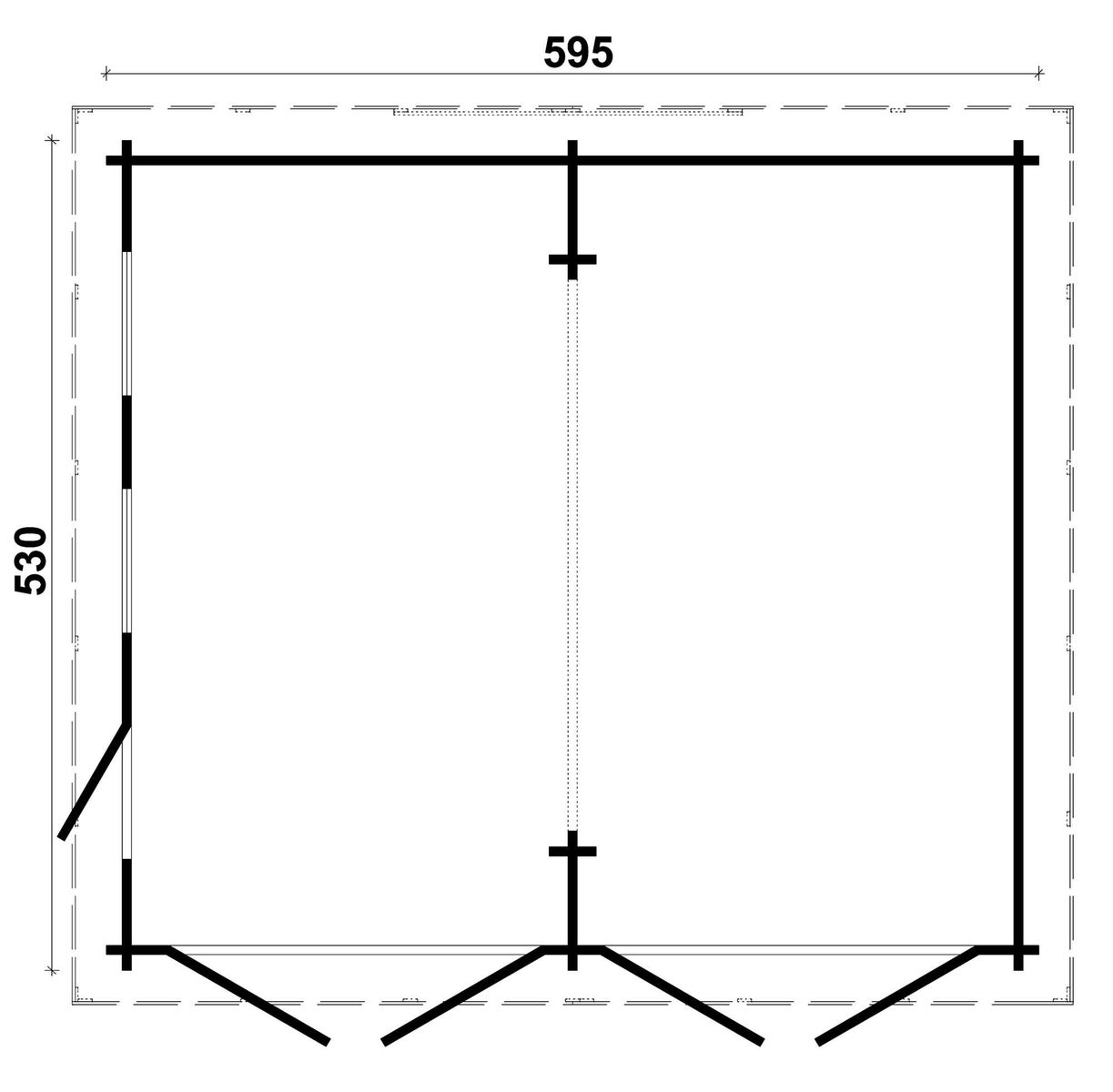 Alpholz dubbele garage met plat dak D-70 ISO, houten garage, carport met 70 mm wanddikte inclusief berging, prefab garage met montagemateriaal, natuurlijke afwerking, 6x5,3m