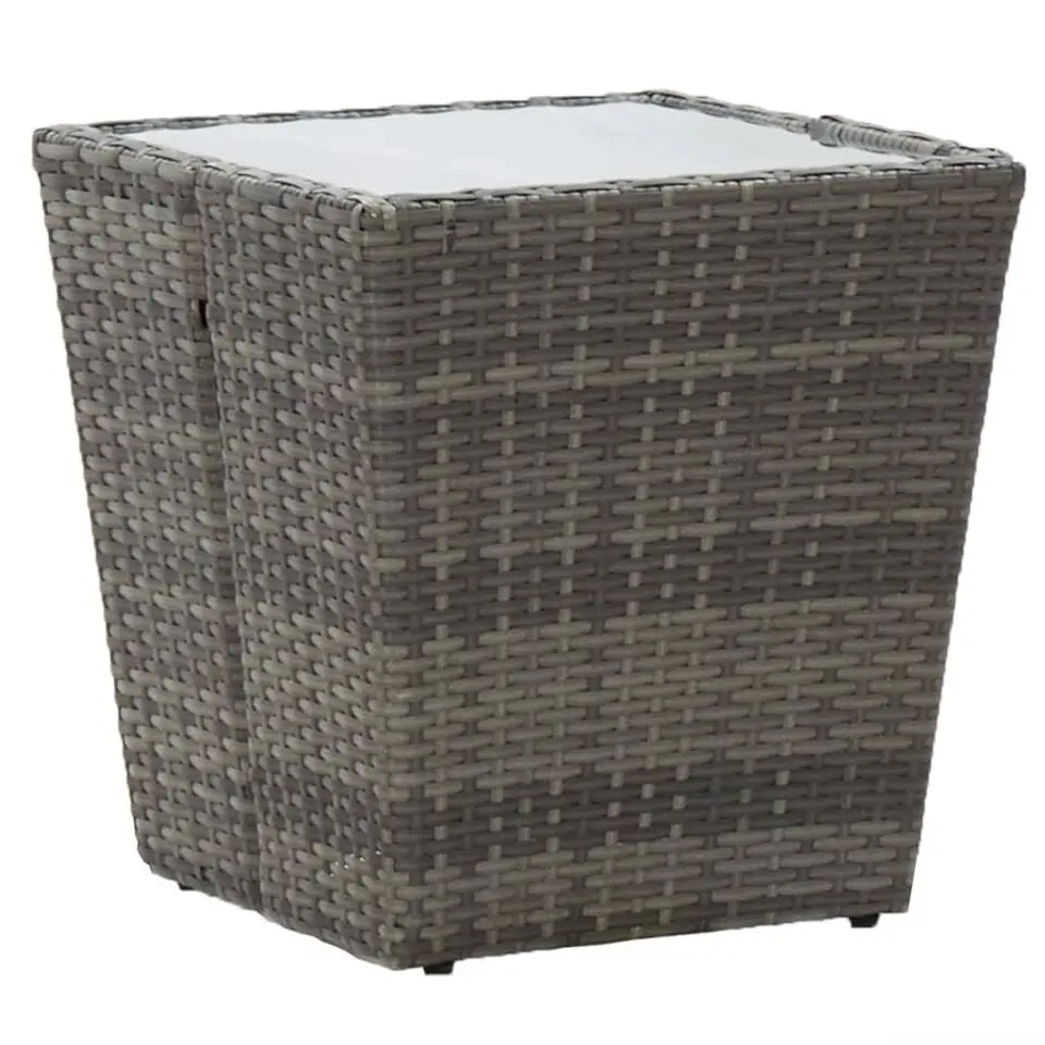 vidaXL - Bistroset - Grijs - Poly rattan en gehard glas - 3 stuks