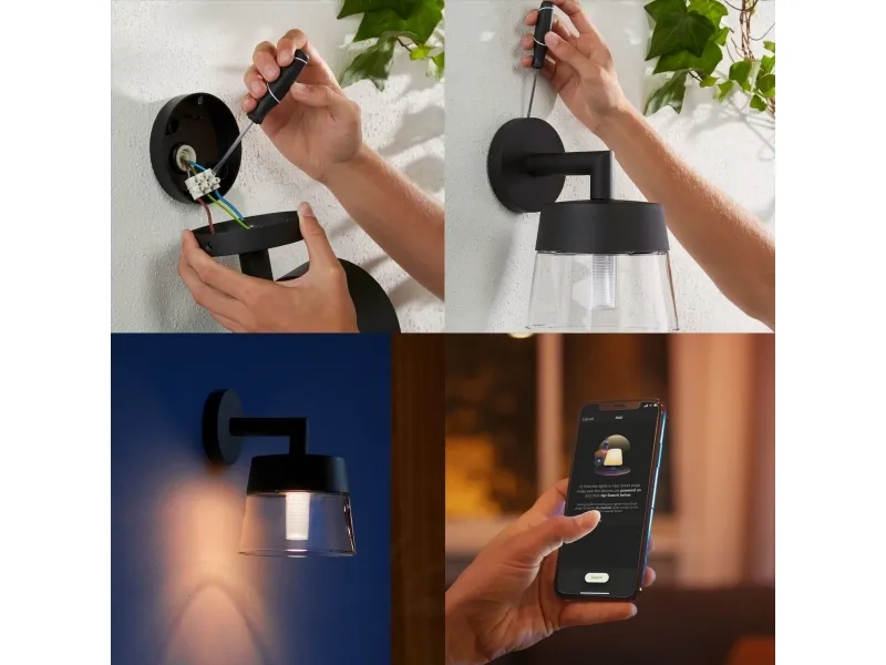 Philips Hue White and Color Ambiance Attract - Væglampe - LED - 8 W (tilsvarende 49 W) - 16 millioner farver - 2000-6500 K - sort