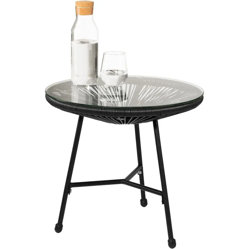 tectake Set van 2 stoelen Santana met tafel, Zwart