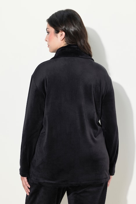 Loungewear-Nickijacke, Umfallkragen, Langarm, recycelt