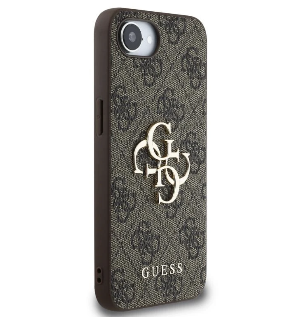 iPhone 16e Leder Hardcase Hülle 4G Big Metal Logo (GUHCPSE44GMGBR) - Braun