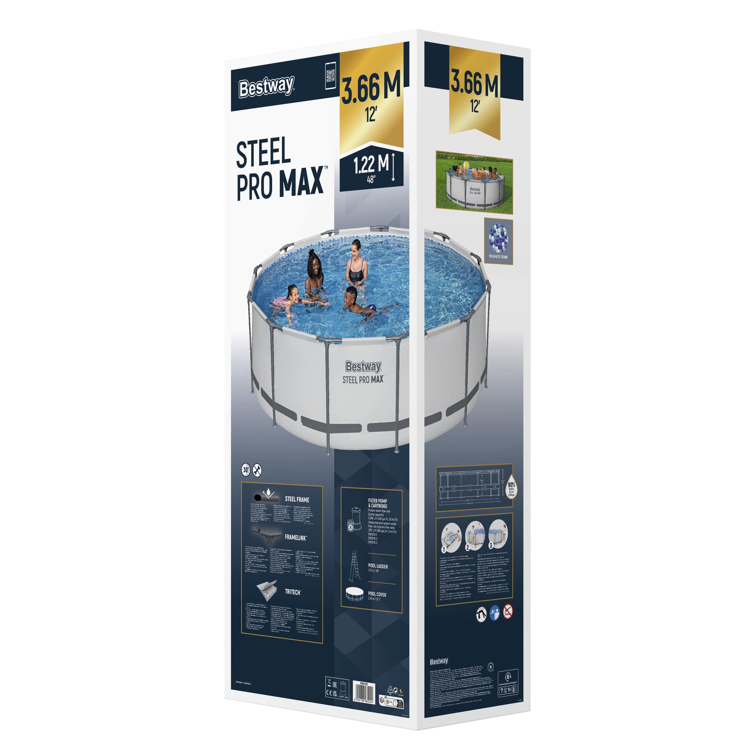 Bestway Pool Komplett-Set hellgrau 366 x 122 cm