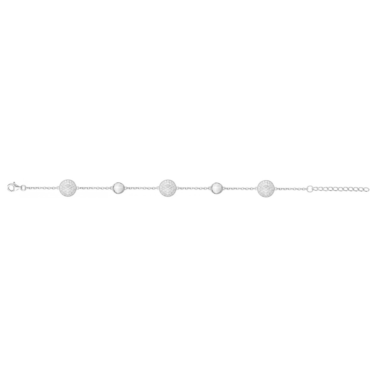 Bracelet souple multi-motifs en Argent avec oxyde de zirconium blanc