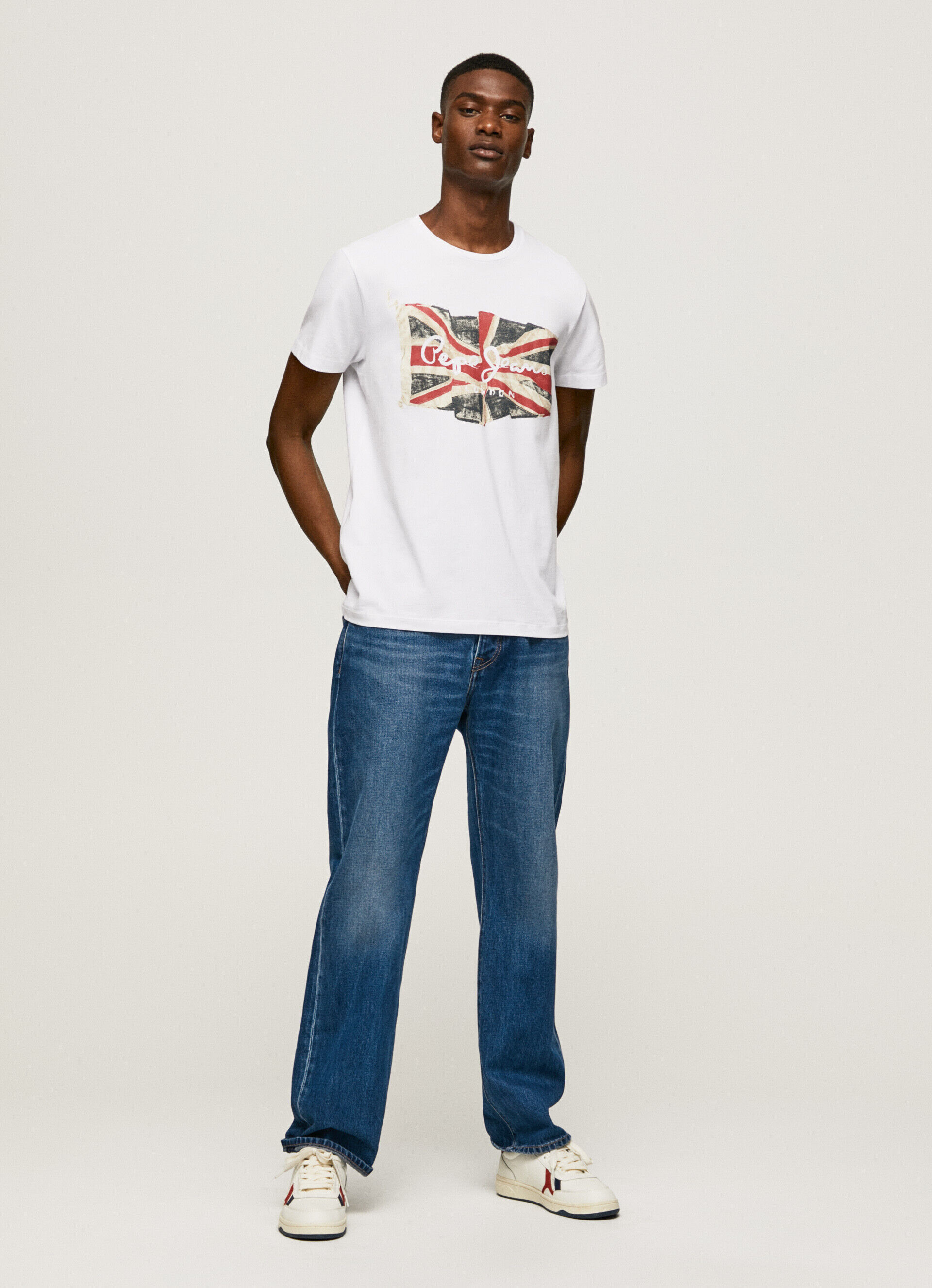 Camiseta de algodão com logotipo estampado - branca
