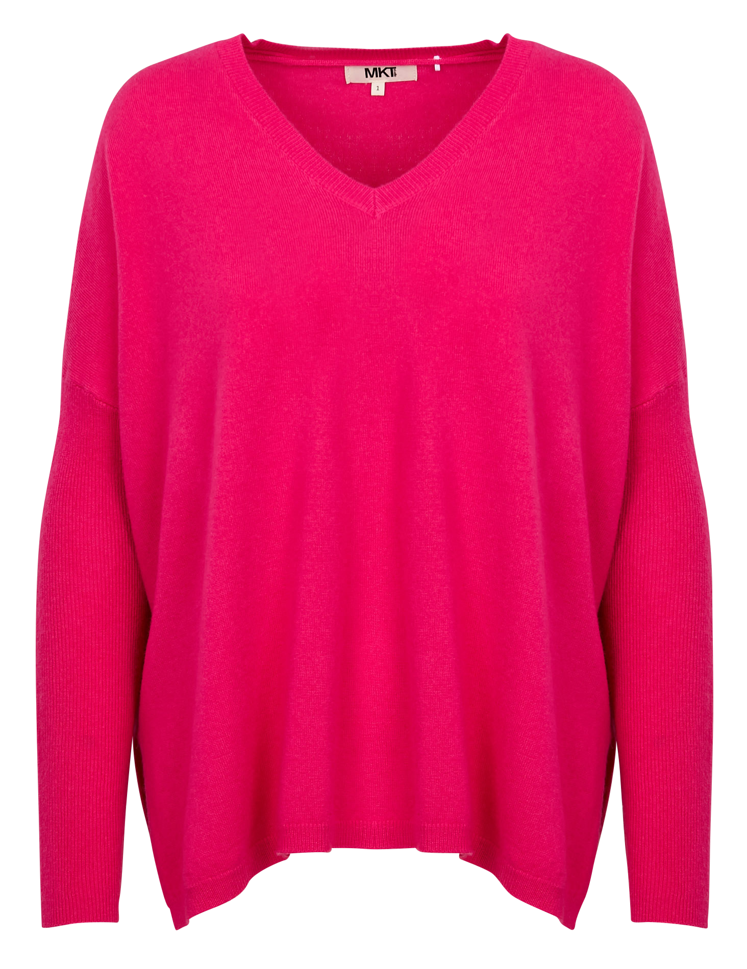 KOUROU - Pull ample col V en laine| Rose