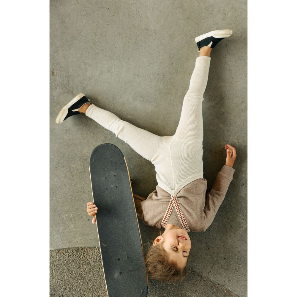 Køb Silly Silas Cream Blend Checked Footless Leggings