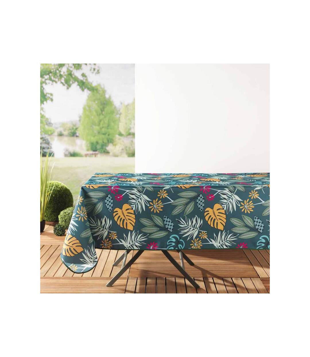 Nappe Toile Cirée Lilidae 140x300cm Turquoise