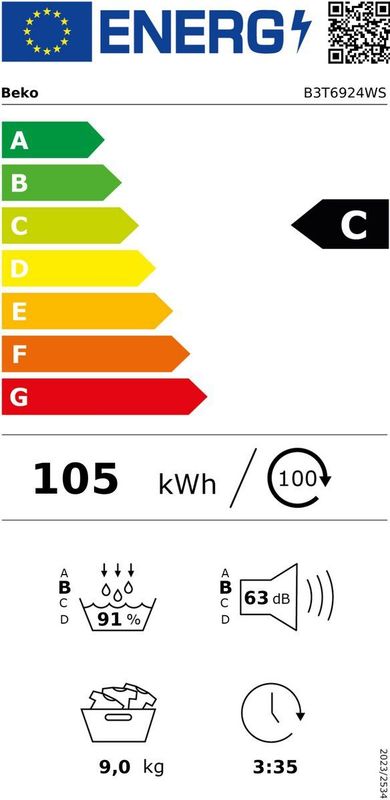 Beko B3T6924WS - Warmtepompdroger - Wit - Energieklasse C