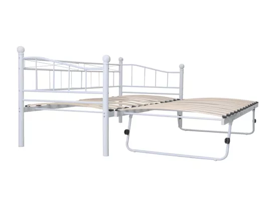 Cadre de lit blanc acier 180x200/90x200 cm