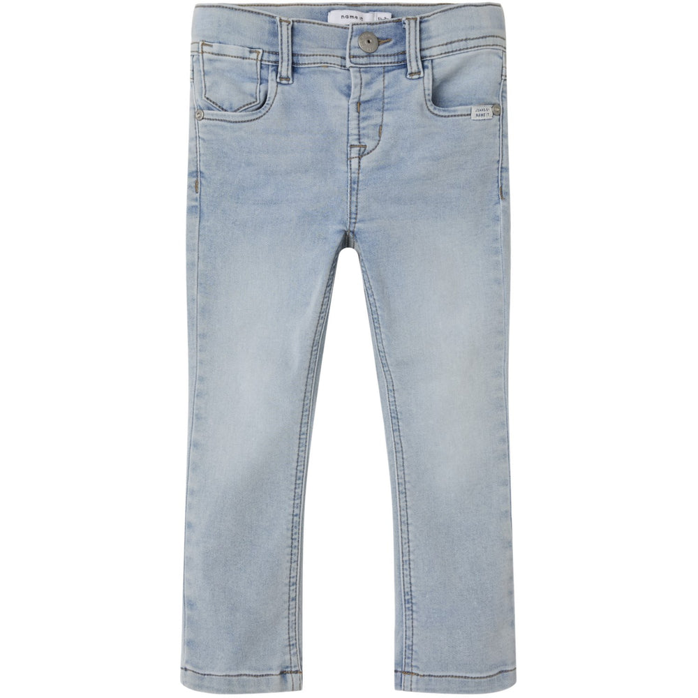 Køb Name It Light Blue Bleached Denim Silas Slim Sweat Jeans Noos