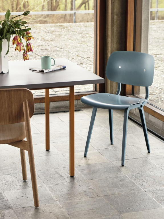 Hay Two-Colour tafel 160x82 licht grijs, oker onderstel