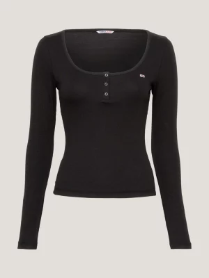 Camiseta Henley de manga comprida com corte slim