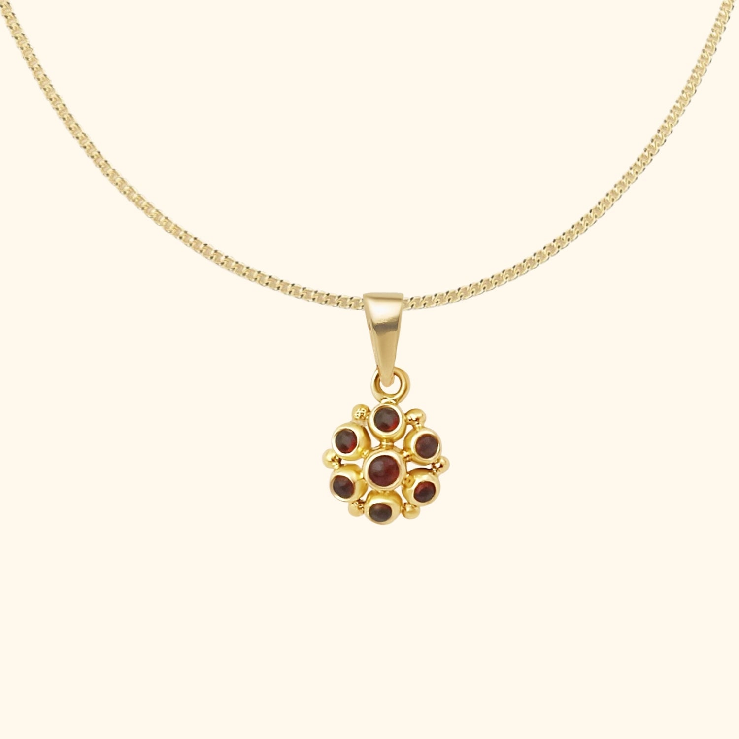 Vintage Granaat Hanger | 14K Goud