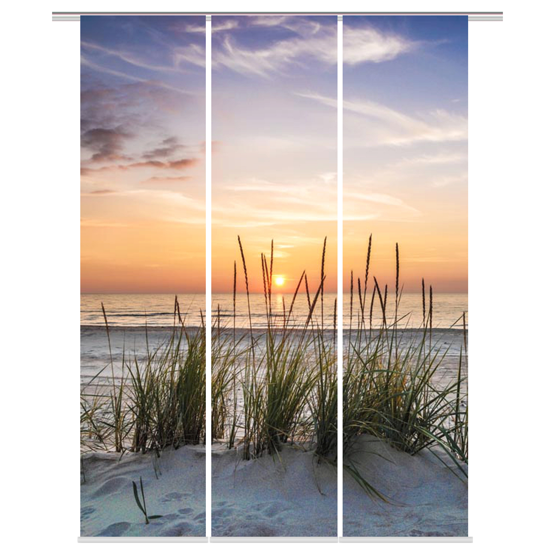 3-teiliges Schiebevorhang-Set EVENING - mehrfarbig-natur - je 60x245 cm