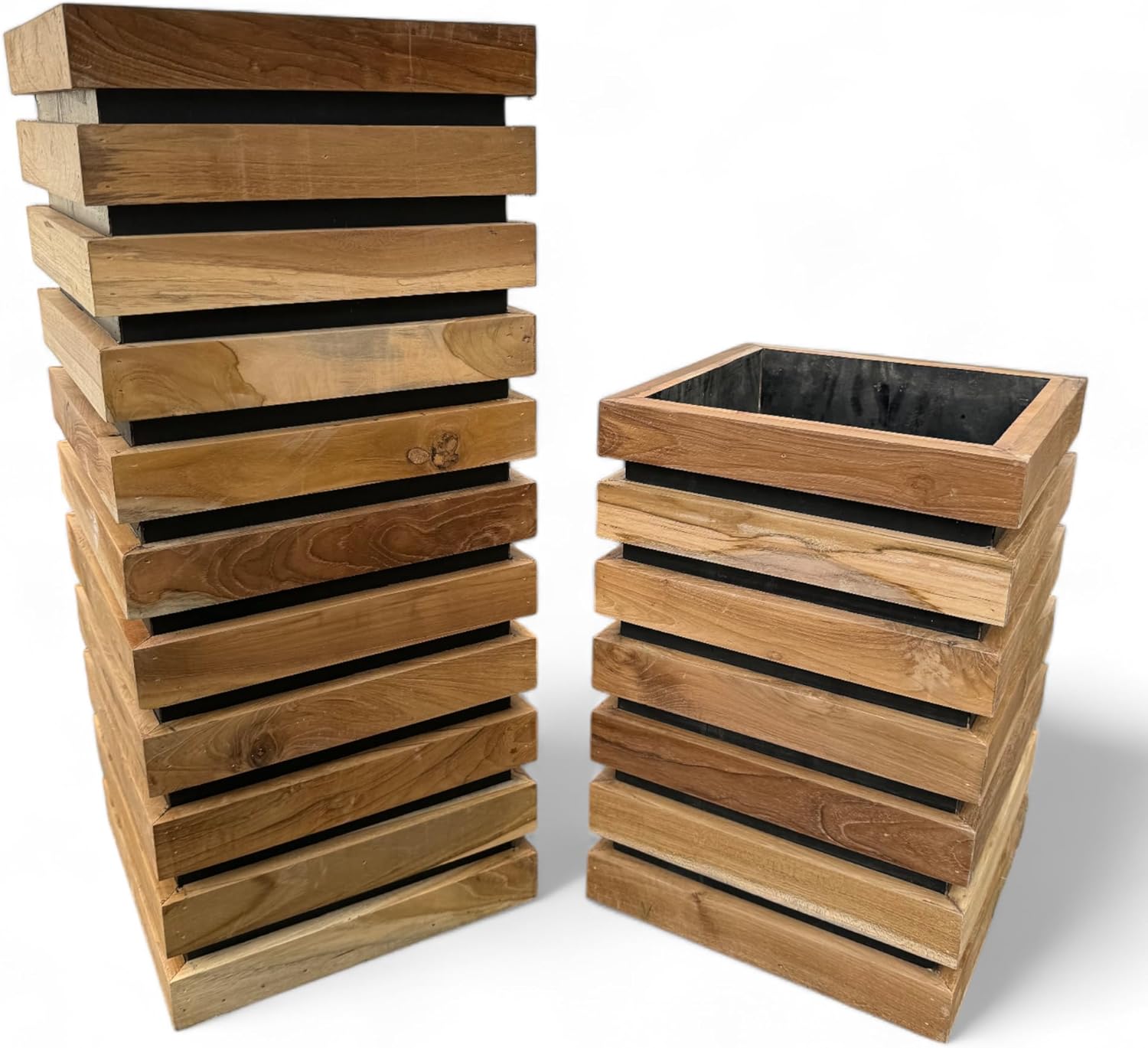 Holz Blumenkasten – Blumenkübel Balkonkasten Pflanzkasten – Handgefertigt – Modern mit Holzlatten – 40&70x30x30 cm (40 cm)