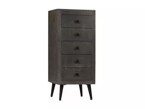Chiffonnier 5 tiroirs manguier massif et pieds métal noir Pinkie