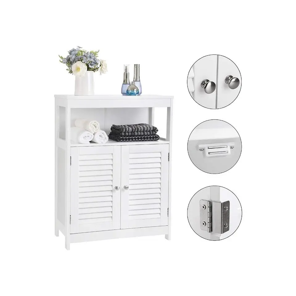 Parya Home - Badkamerkast - Vrijstaande Kast - 2 Deuren - Hout - Wit
