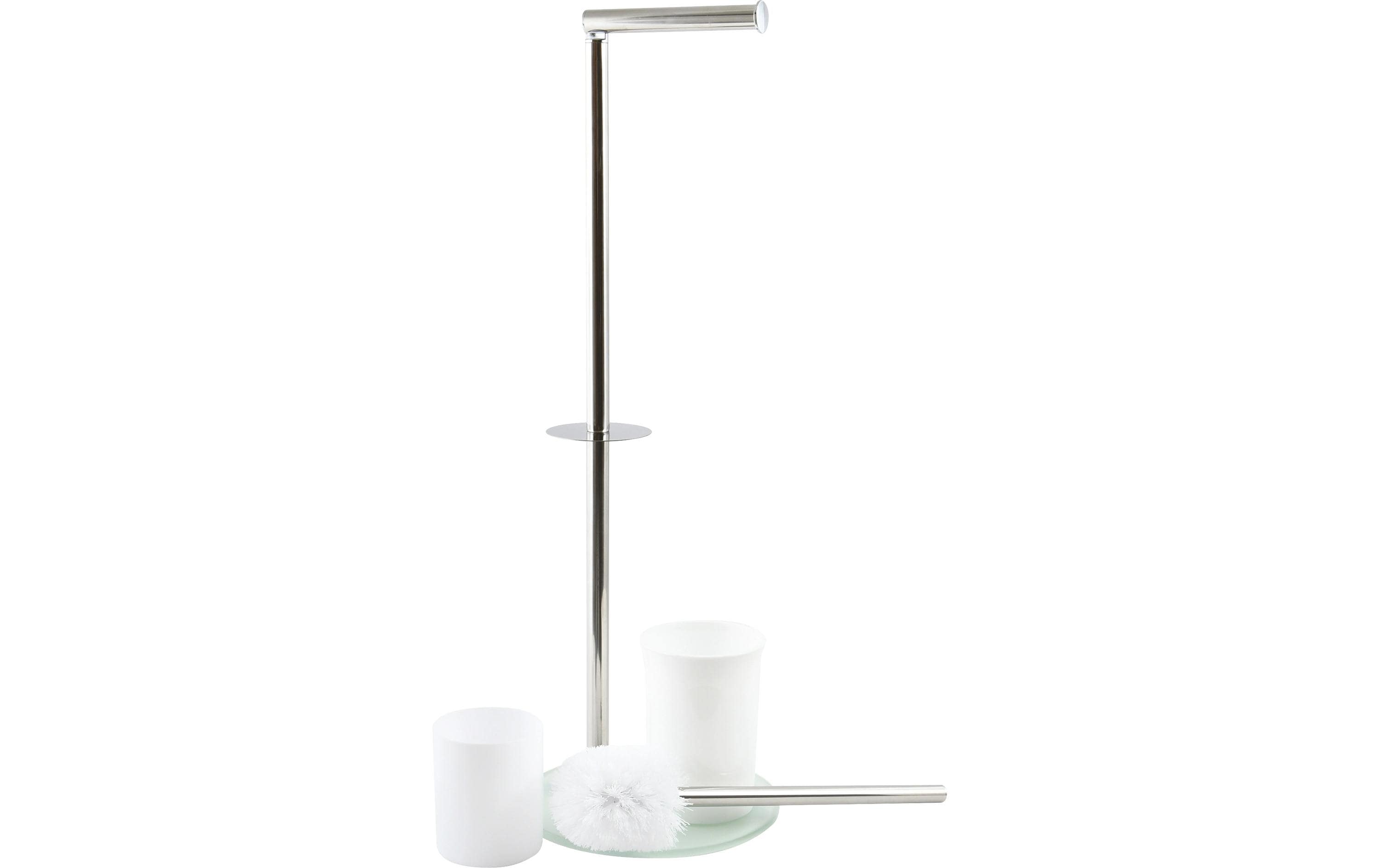 Toilettengarnitur WeissWC-Garnitur mit Glasfuss