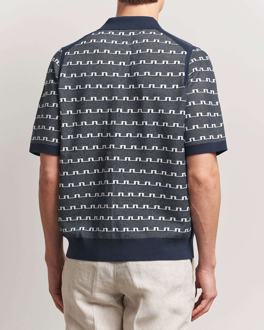 J.Lindeberg Rolando Logo Jacquard Polo Navy