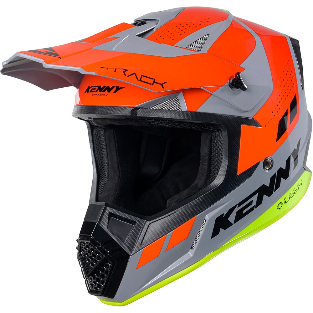 Kenny - Casque Track Graphic Gris / Orange / Jaune fluo