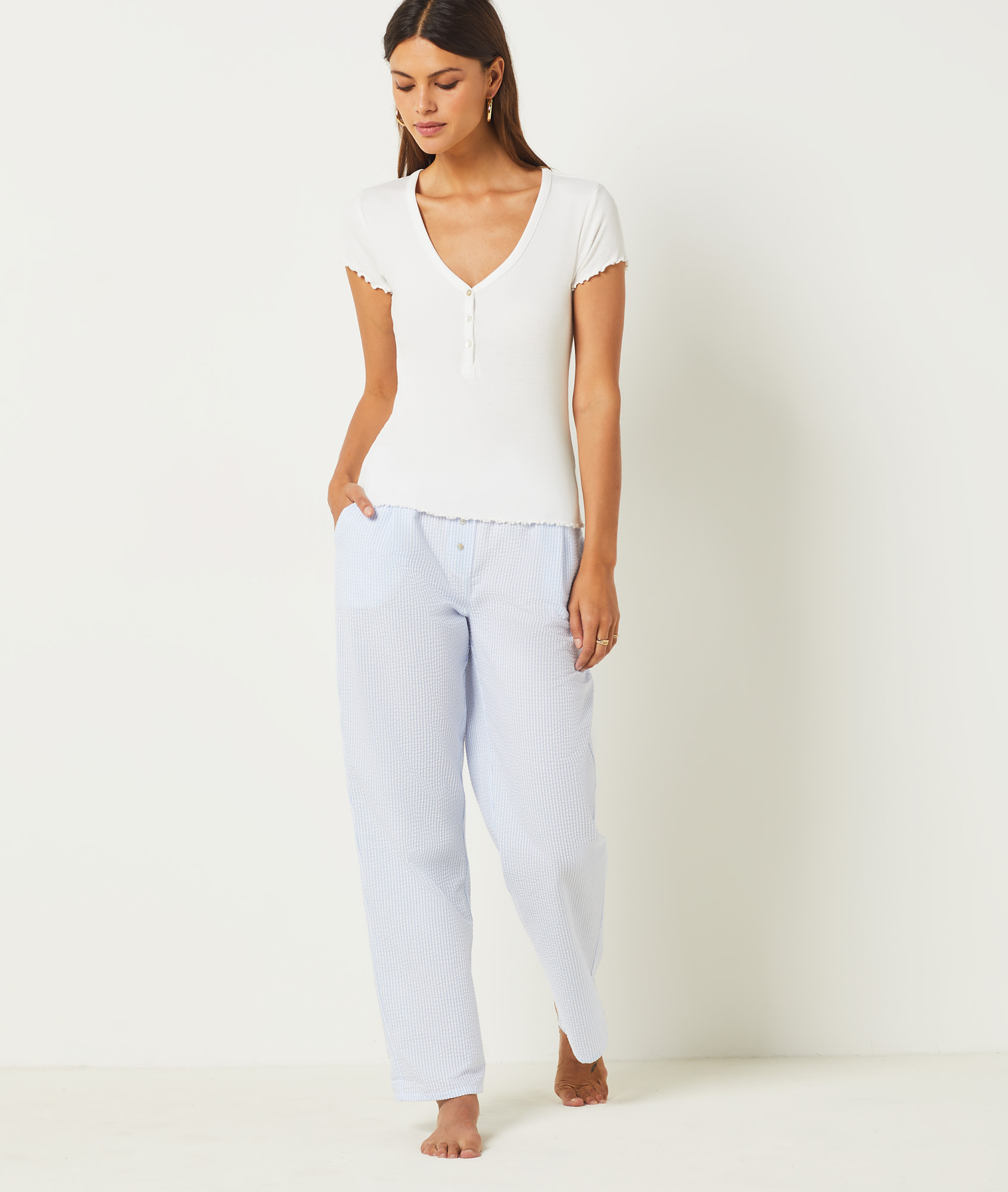 Pantalon de pyjama en coton mélangé
