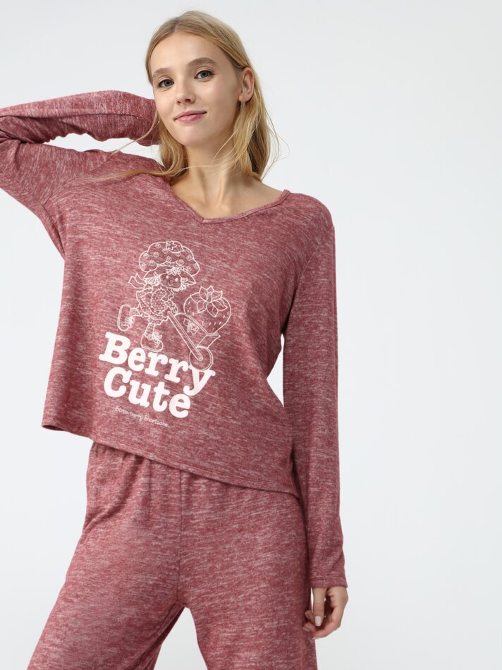 Conjunto de pijama com estampa de Moranguinho - Terracota Escuro