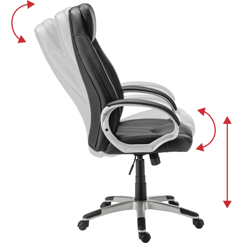 Fauteuil de bureau DARIUS simili cuir - avec accoudoirs, appui-tête et soutien lombaire - Mécanisme Basculant centré - Pieds aluminium