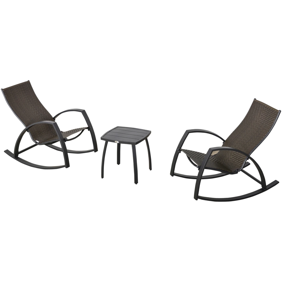 Outsunny Gartenset 3-teilig mit Schaukelstühlen braun