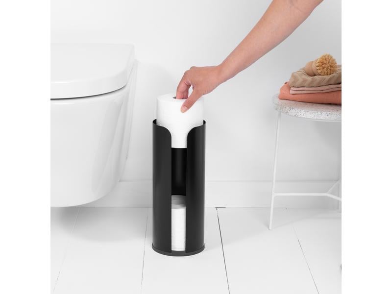 Brabantia Toilettenpapierhalter ReNew für 3 Rollen, Schwarz WC-Rollenhalter