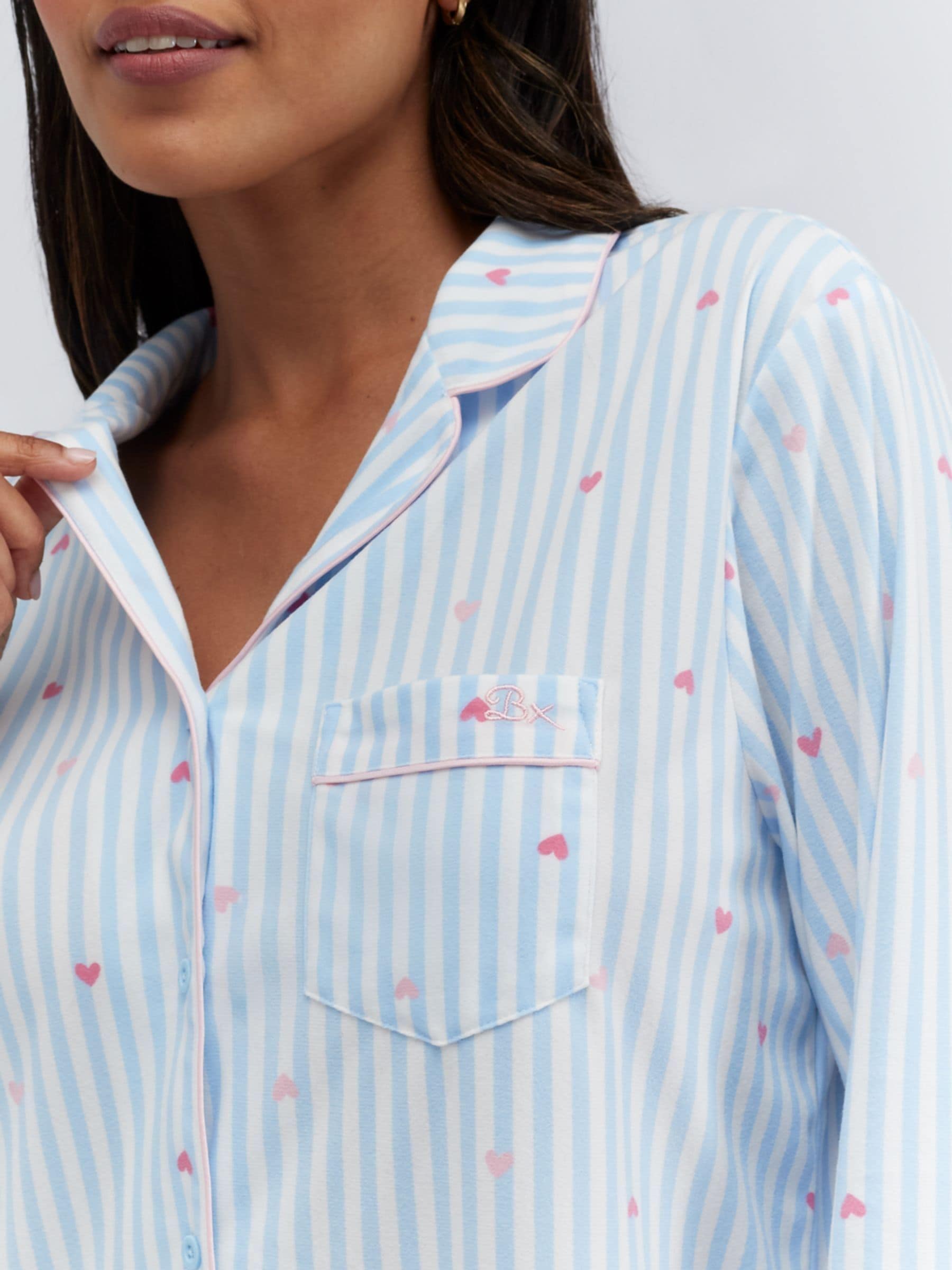 Blue Stripe Heart - Boux Avenue Pyjamas In a Bag