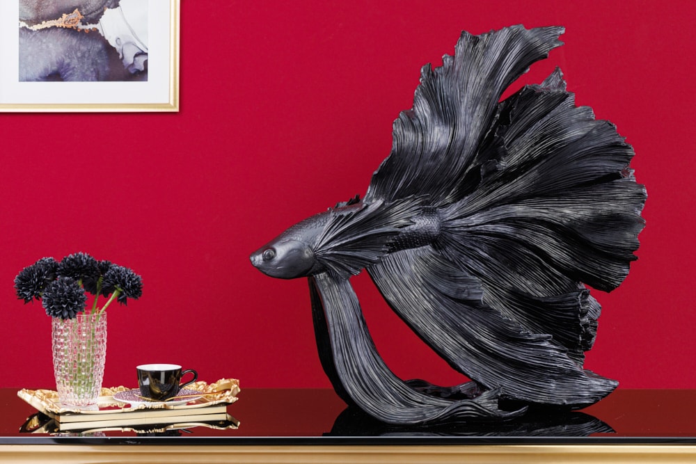 riess-ambiente Skulptur CROWNTAIL - 65cm schwarz Betta Fisch