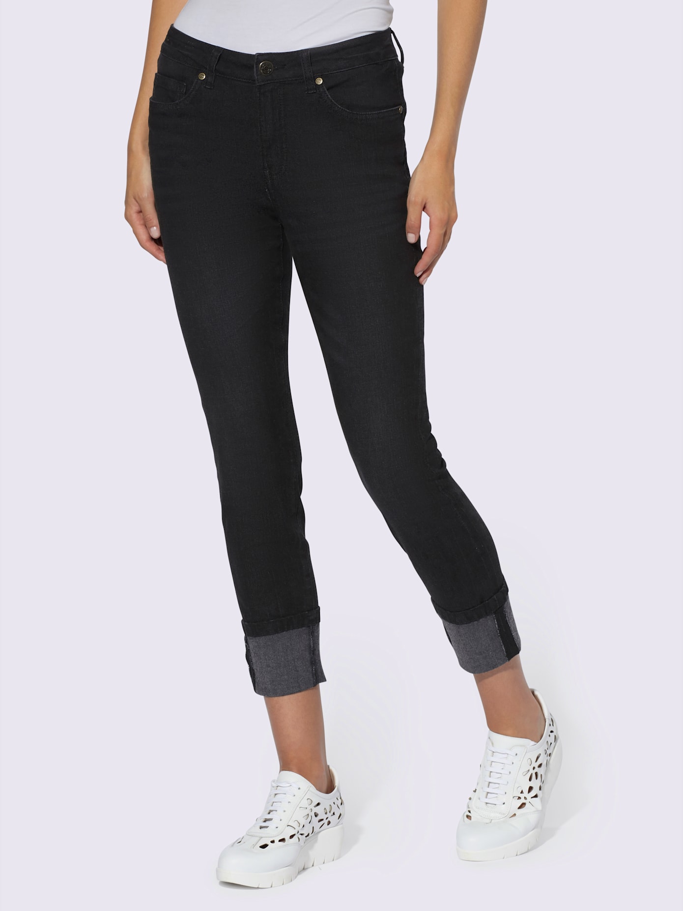 Jeans effet ventre plat longueur 7/8
