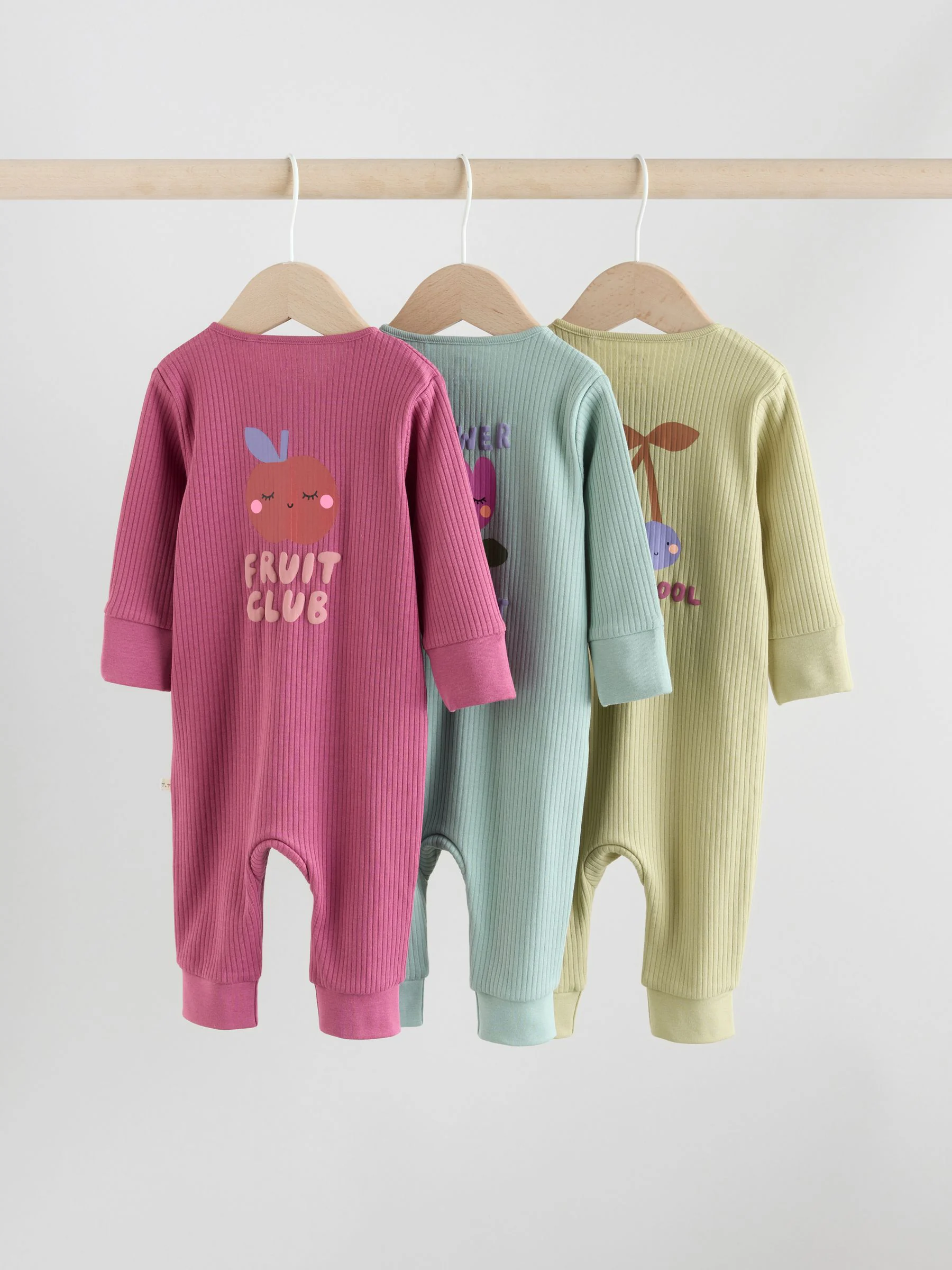 Meerkleurig met bloemenprint - Verpakking van 3 babyslaappakjes met tweewegrits (0 mnd - 3 jr)