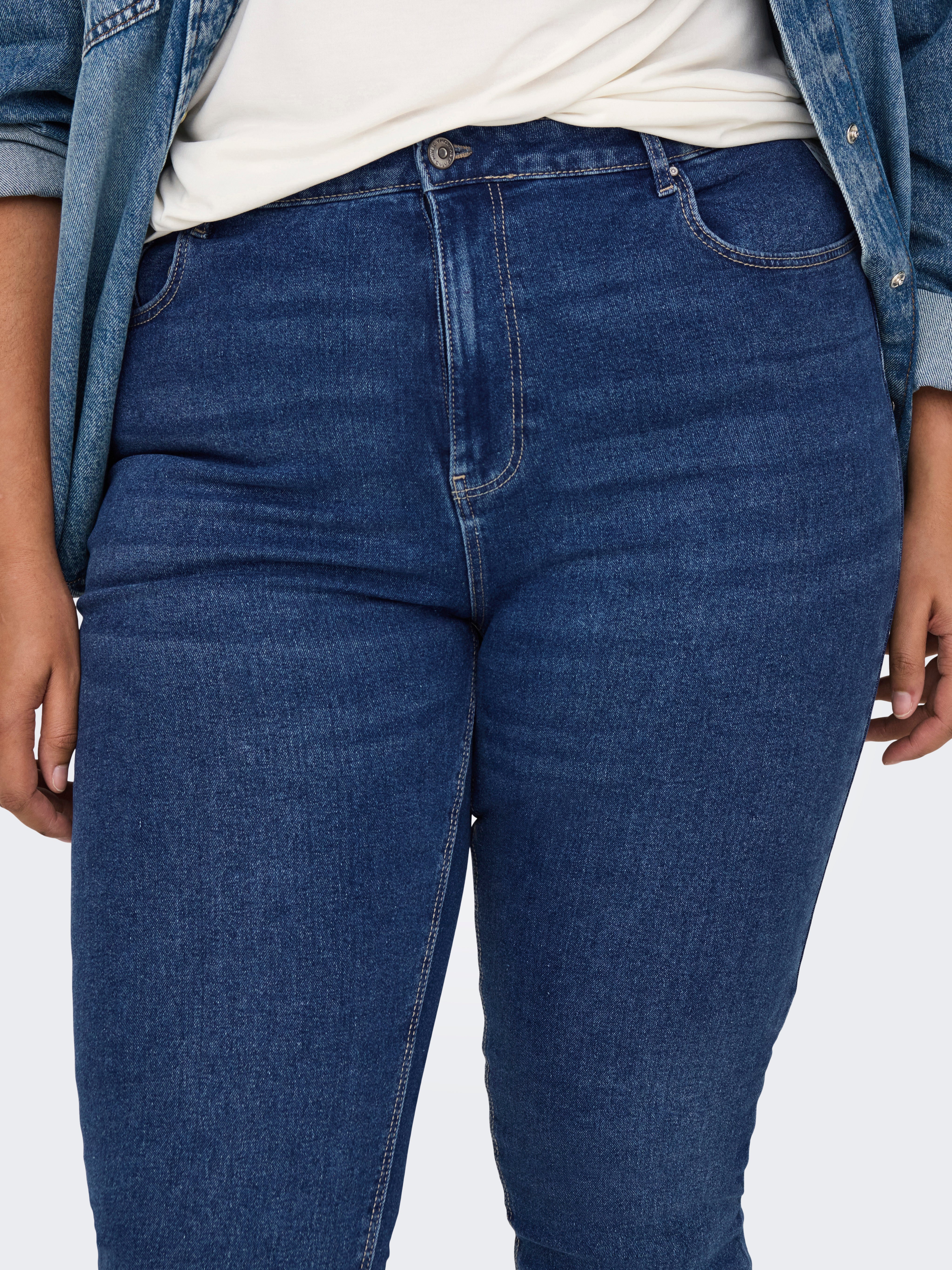 CARLUNA Hohe Taille Skinny Fit Jeans Dark Medium Blue Denim