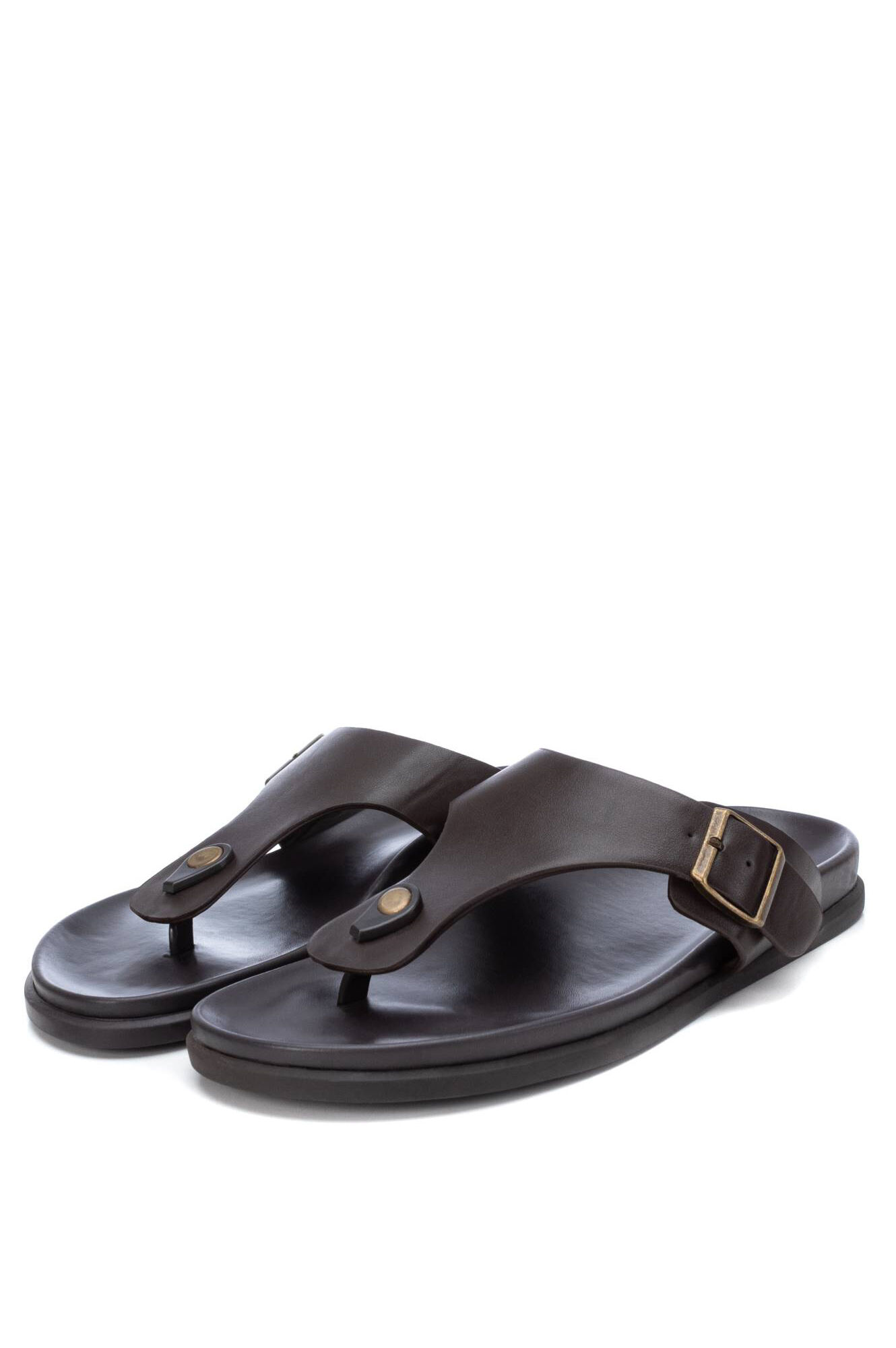 Sandália masculina com aparência de couro, Xti - marrom escuro