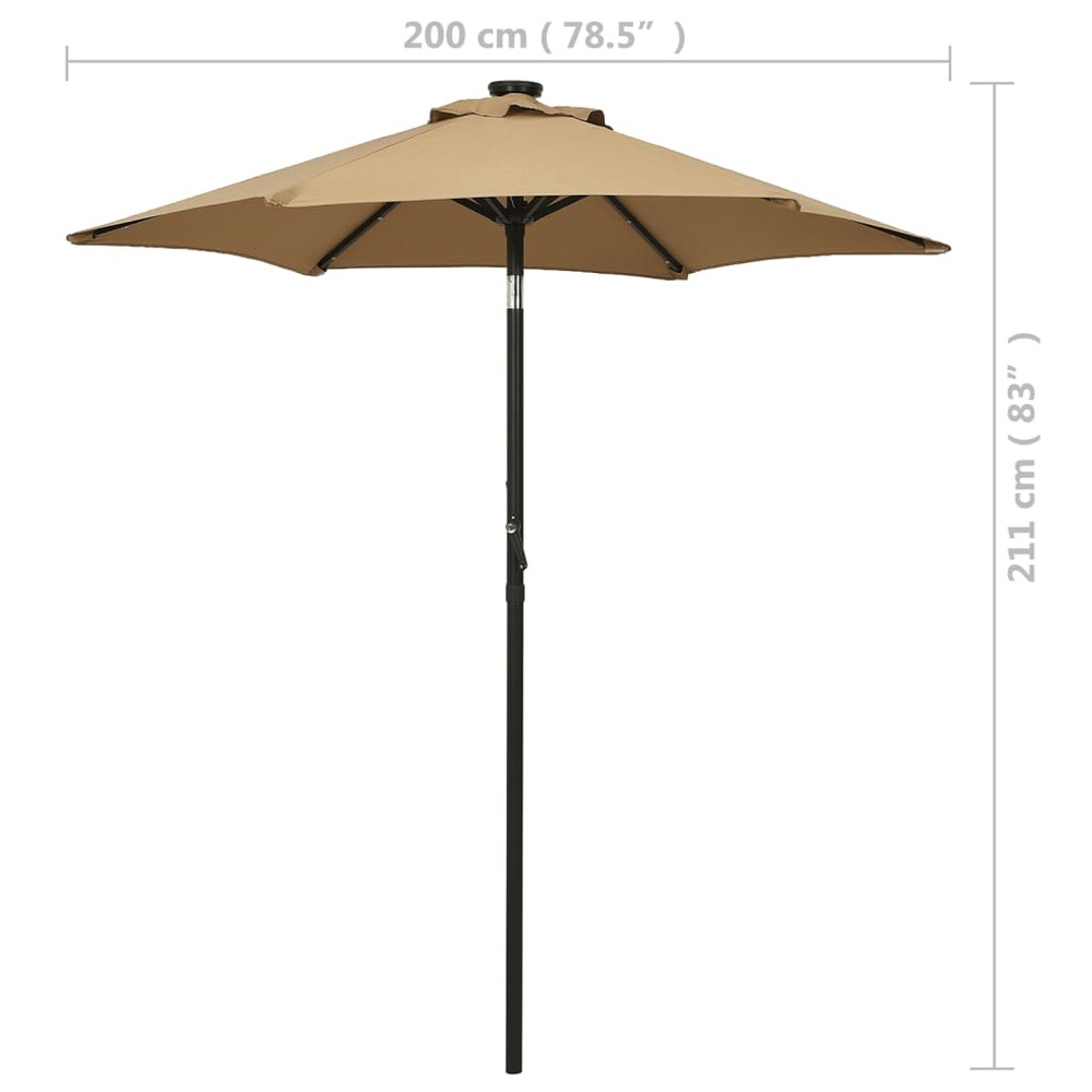 Parasol avec lumières led 200 x 211 cm aluminium taupe