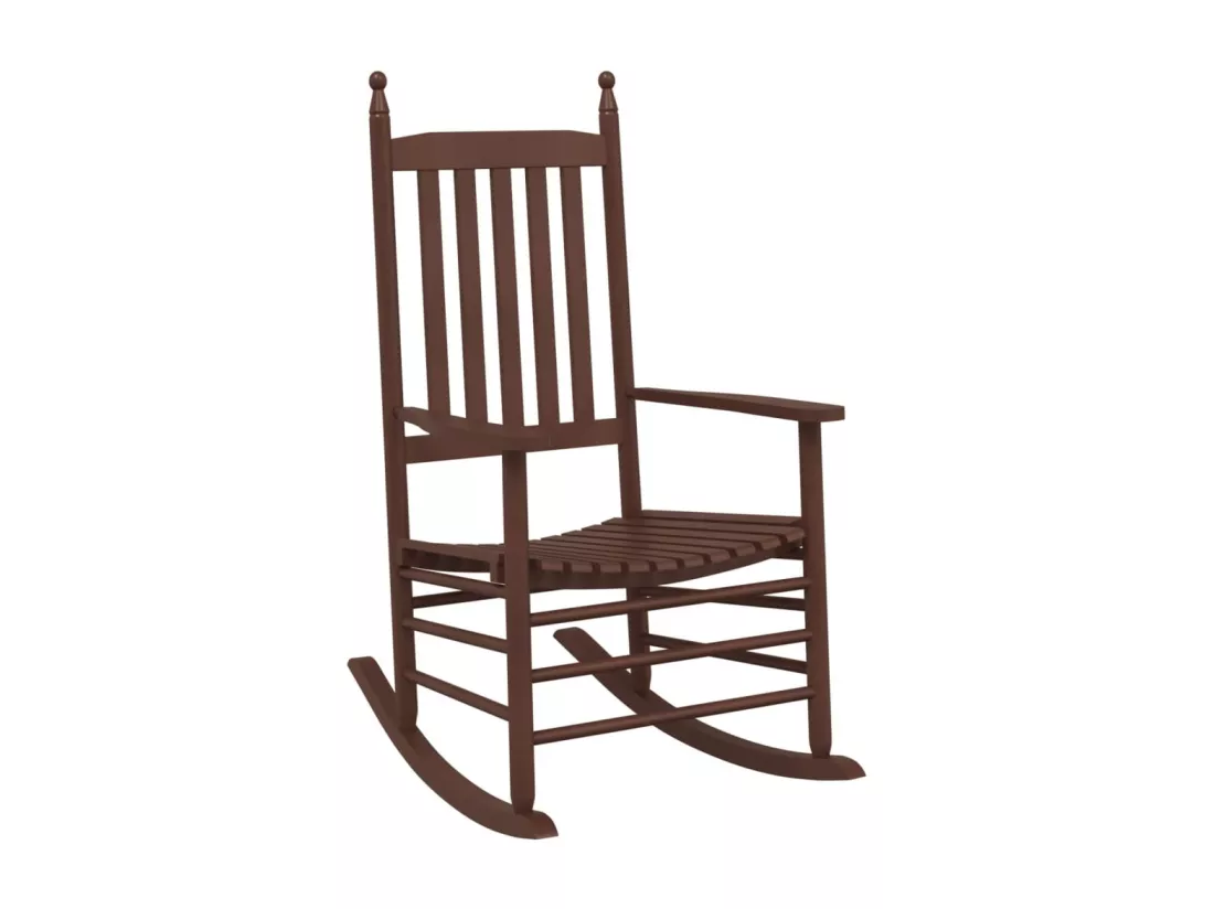 Chaise à bascule avec table pliable marron bois massif peuplier
