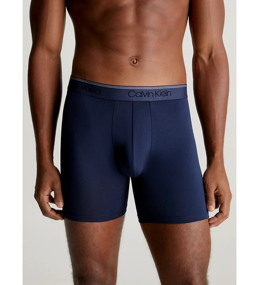 Conjunto com 3 Cuecas Boxer Longas Calvin Klein - Azul, Marrom, Preta