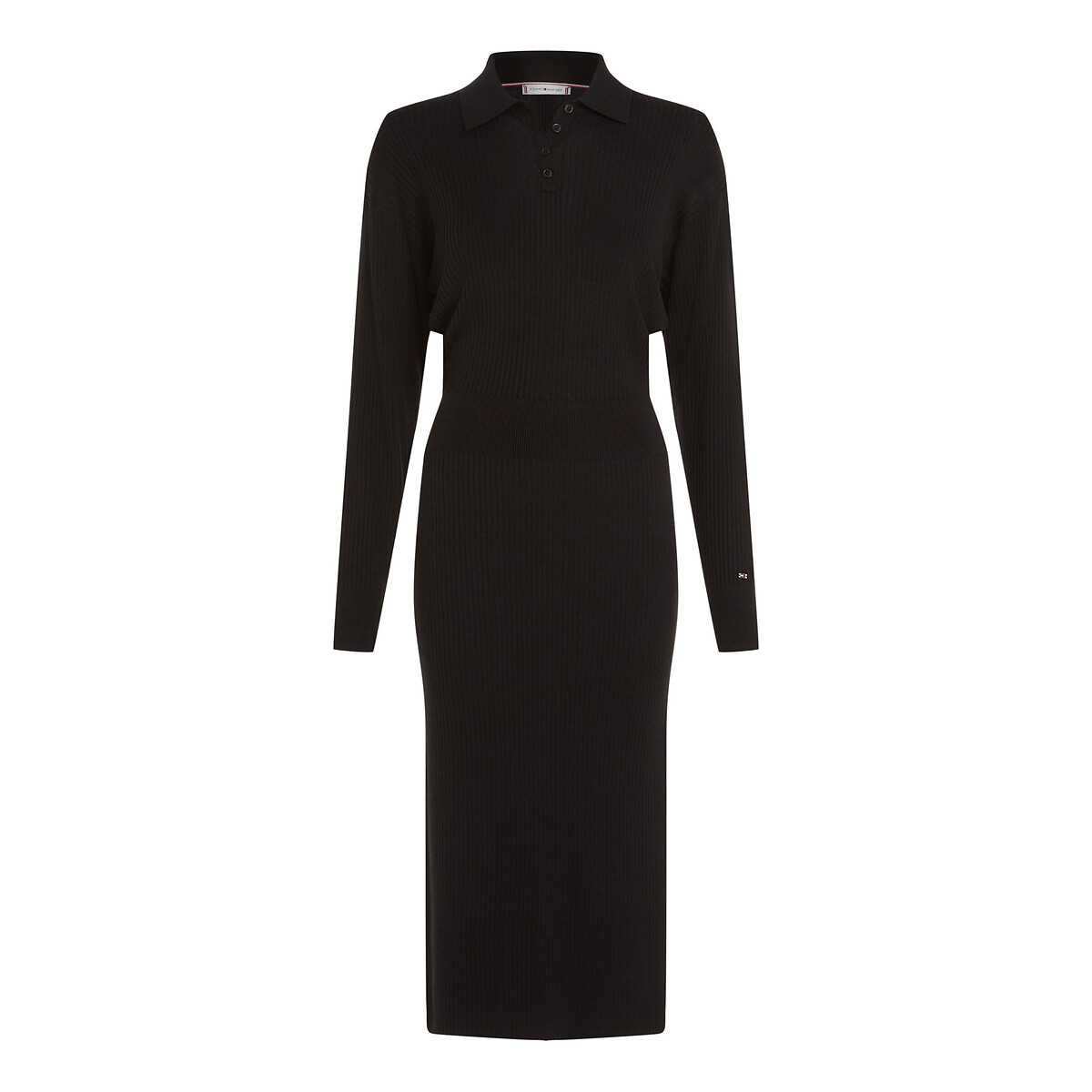TOMMY HILFIGER<br>Vestido polo ajustado com mangas compridas