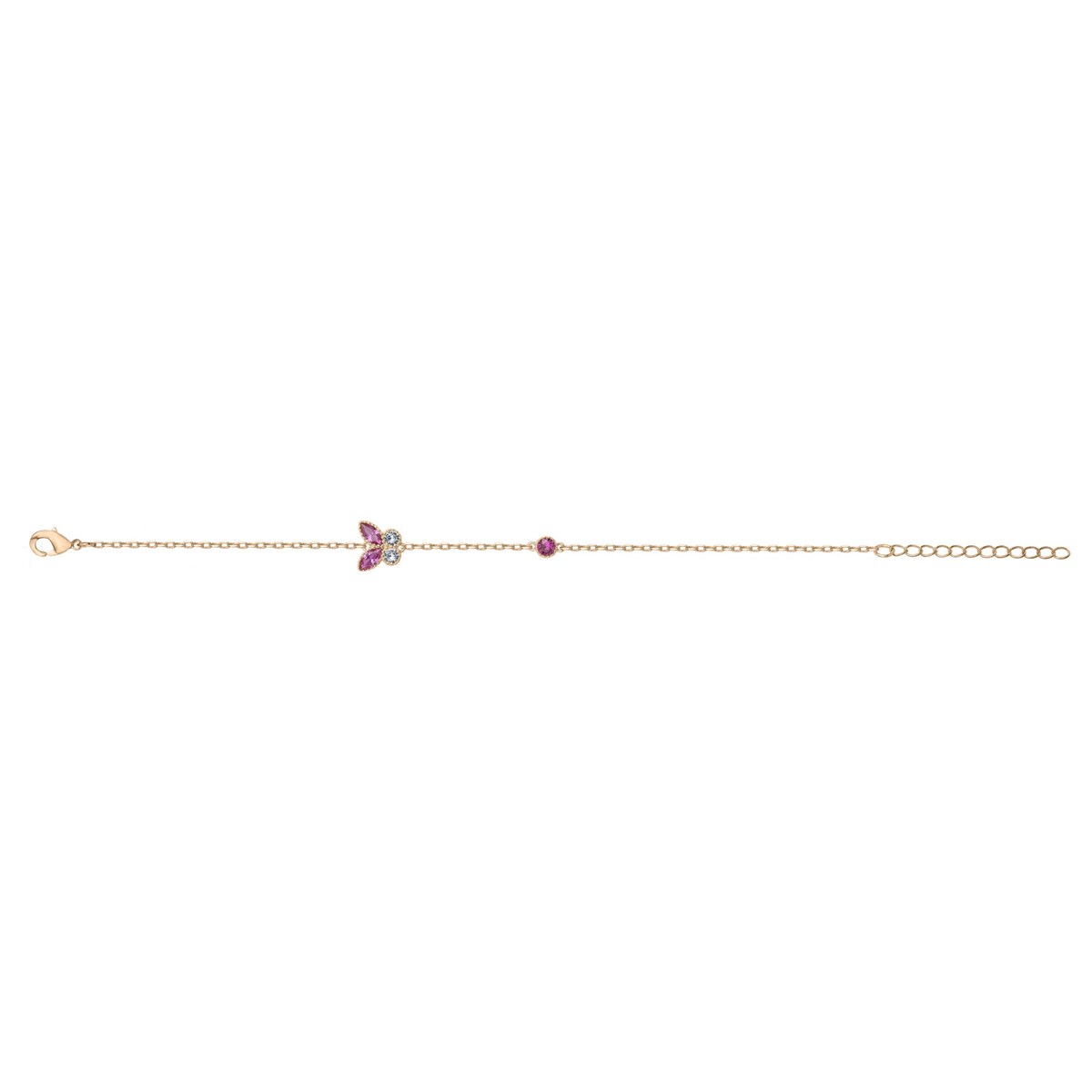 Bracelet souple mono-motif en Plaqué Or avec oxyde de zirconium multicolore